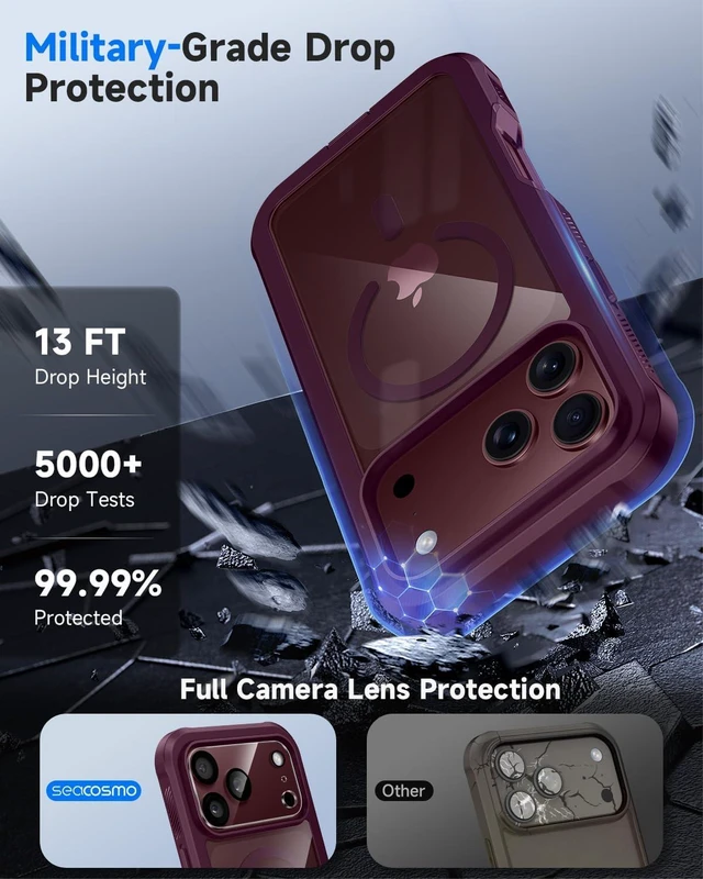 Alt view image 4 of 7 - for iPhone 18 17 Pro Max Case with Privacy Protector Burgundy