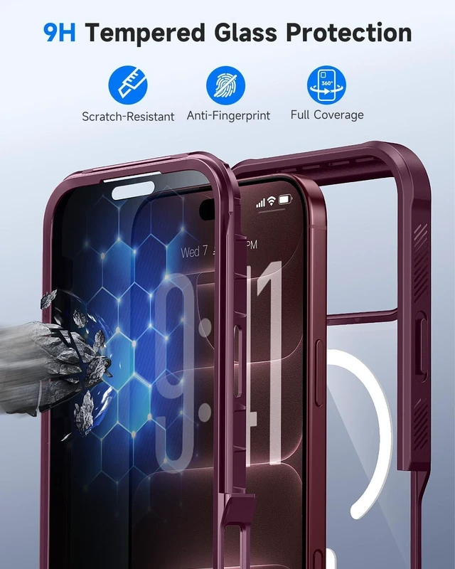 Alt view image 7 of 7 - for iPhone 18 17 Pro Max Case with Privacy Protector Burgundy