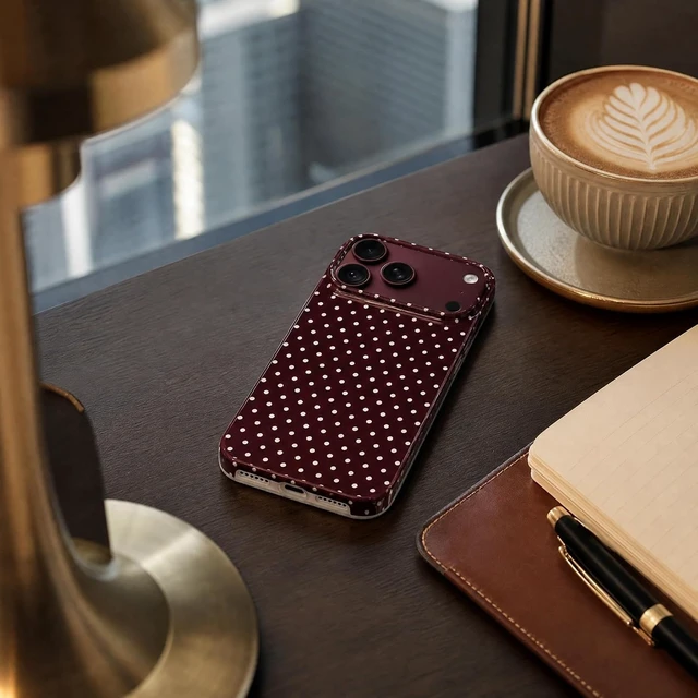 Alt view image 4 of 7 - for iPhone 18 Pro Max Case Polka Dot Phone Cases Aesthetic Trendy Women Girly Chic Soft Silicone Shockproof Protective Slim Cover Burgundy