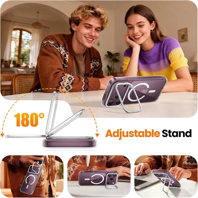 Alt view image 2 of 7 - for iPhone 18 Pro Case with Lens StandScreen ProtectorClear White