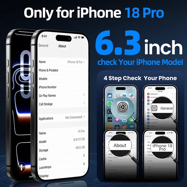 Alt view image 7 of 7 - for iPhone 18 Pro Case with Lens StandScreen ProtectorClear White