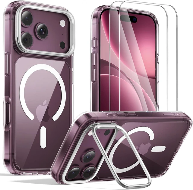 Main image of for iPhone 18 Pro Case with Lens StandScreen ProtectorClear White