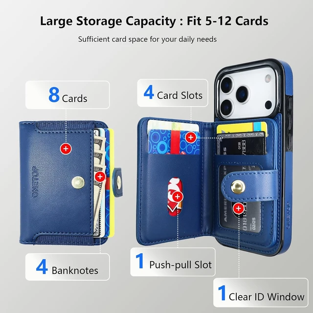 Alt view image 3 of 7 - for iPhone 18 Pro/17 Pro Detachable Magnetic Wallet Case Blue