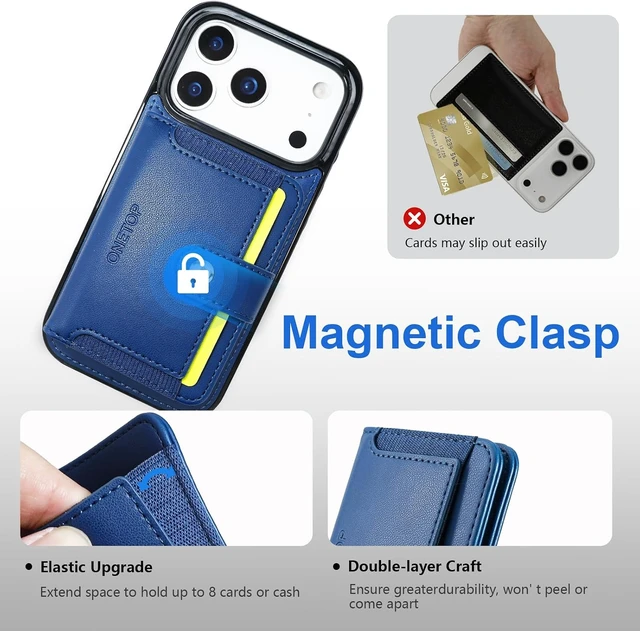 Alt view image 5 of 7 - for iPhone 18 Pro/17 Pro Detachable Magnetic Wallet Case Blue