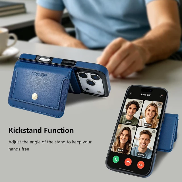 Alt view image 6 of 7 - for iPhone 18 Pro/17 Pro Detachable Magnetic Wallet Case Blue