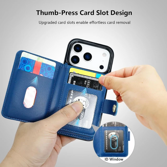 Alt view image 7 of 7 - for iPhone 18 Pro/17 Pro Detachable Magnetic Wallet Case Blue