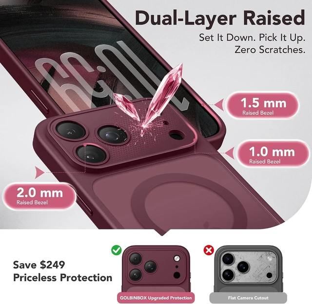 Alt view image 4 of 7 - Magnetic Shockproof for iPhone 18 Pro Max & 17 Pro Max Case Burgundy