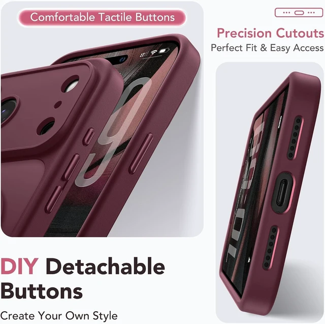 Alt view image 5 of 7 - Magnetic Shockproof for iPhone 18 Pro Max & 17 Pro Max Case Burgundy