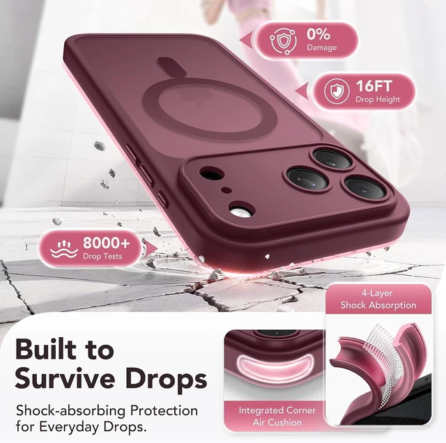Alt view image 6 of 7 - Magnetic Shockproof for iPhone 18 Pro Max & 17 Pro Max Case Burgundy