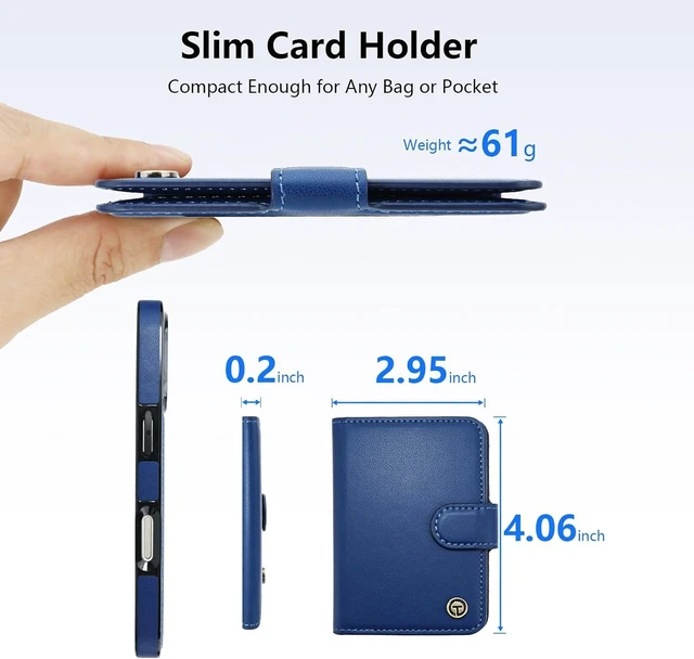 Alt view image 2 of 7 - for iPhone 18/17 Pro Detachable Magnetic Slim Wallet Case Blue