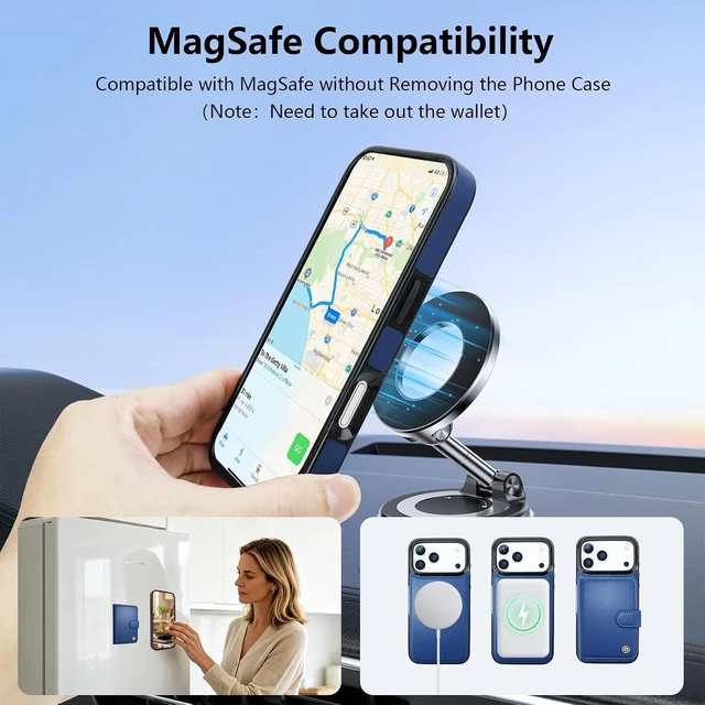 Alt view image 4 of 7 - for iPhone 18/17 Pro Detachable Magnetic Slim Wallet Case Blue