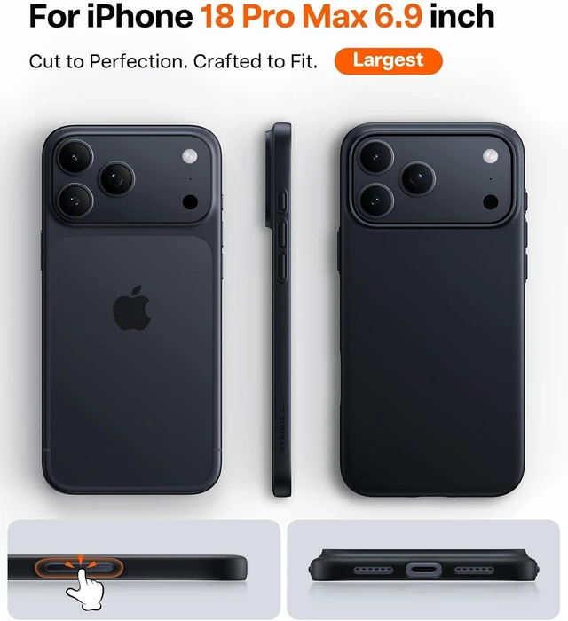 Alt view image 2 of 7 - Magnetic Slim Fit for iPhone 18 Pro Max Case Ultra Thin Matte Black