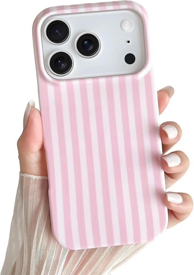 Main image of for iPhone 18 Pro Case Striped Phone Case for Women Girls Pink