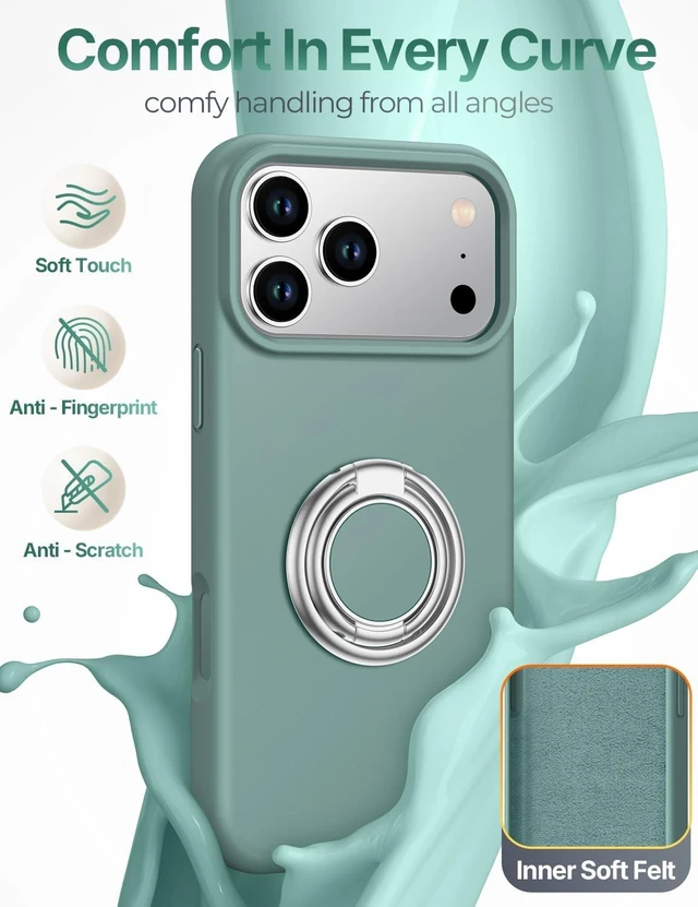 Alt view image 2 of 6 - for iPhone 18 Pro /17 Pro Case with Ring Stand & Wrist Strap Green