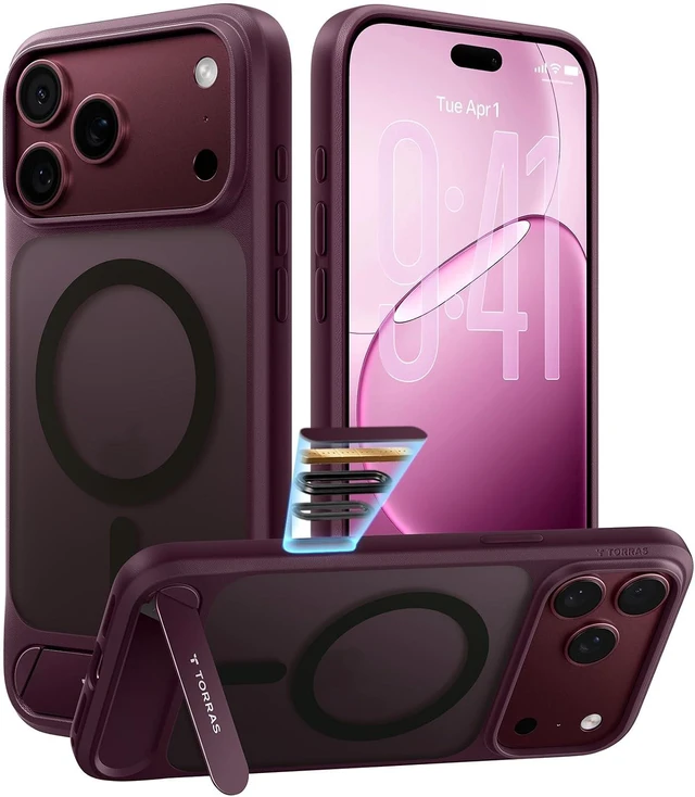 Main image of Strong Magnetic & Seamless Stand for iPhone 18 Pro Max Case Burgundy