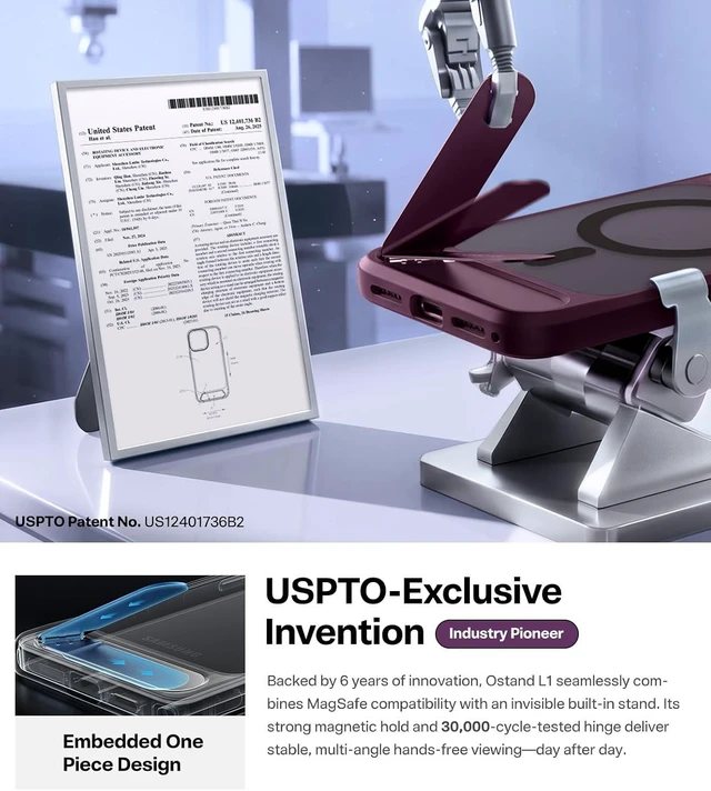 Alt view image 2 of 7 - Strong Magnetic & Seamless Stand for iPhone 18 Pro Max Case Burgundy