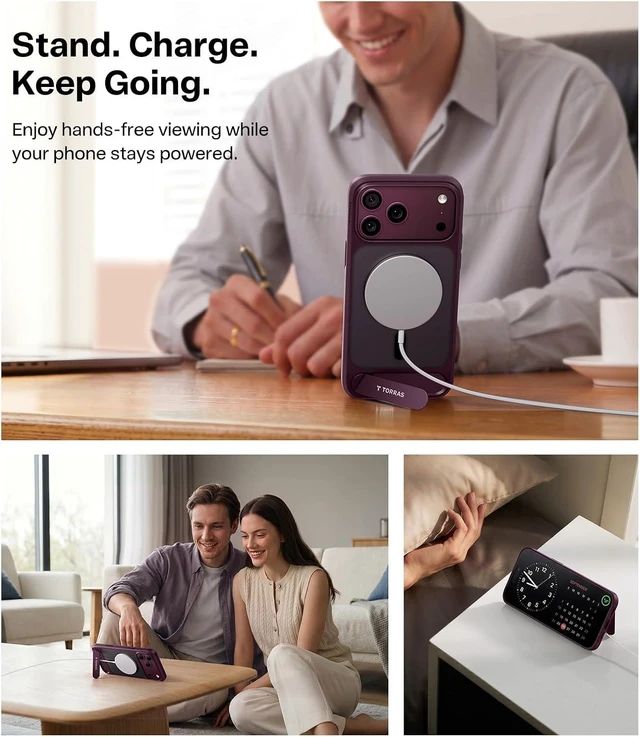 Alt view image 4 of 7 - Strong Magnetic & Seamless Stand for iPhone 18 Pro Max Case Burgundy
