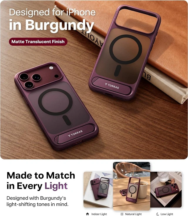 Alt view image 5 of 7 - Strong Magnetic & Seamless Stand for iPhone 18 Pro Max Case Burgundy