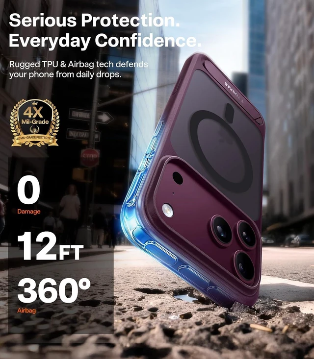 Alt view image 6 of 7 - Strong Magnetic & Seamless Stand for iPhone 18 Pro Max Case Burgundy