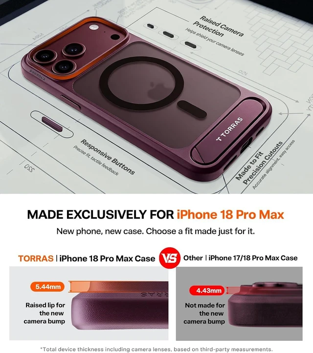 Alt view image 7 of 7 - Strong Magnetic & Seamless Stand for iPhone 18 Pro Max Case Burgundy