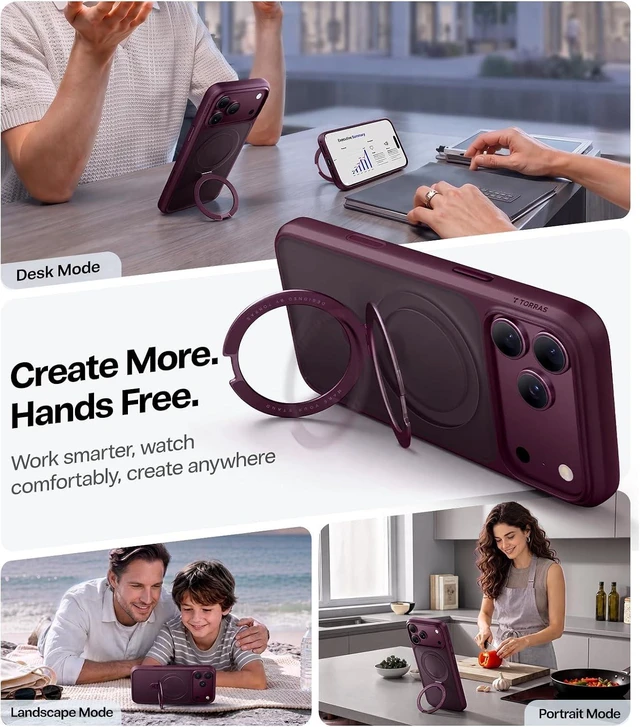 Alt view image 2 of 7 - Ostand for iPhone 18 Pro Max Case with Magnetic Stand Slim