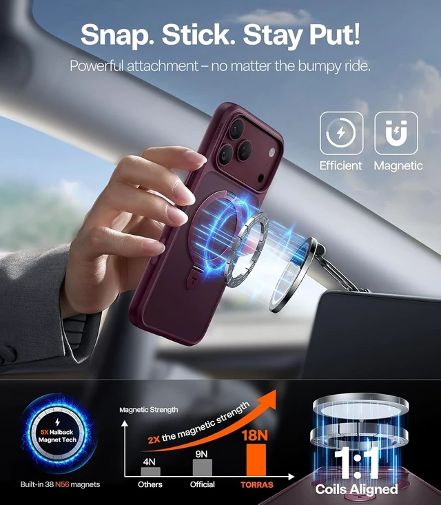 Alt view image 3 of 7 - Ostand for iPhone 18 Pro Max Case with Magnetic Stand Slim