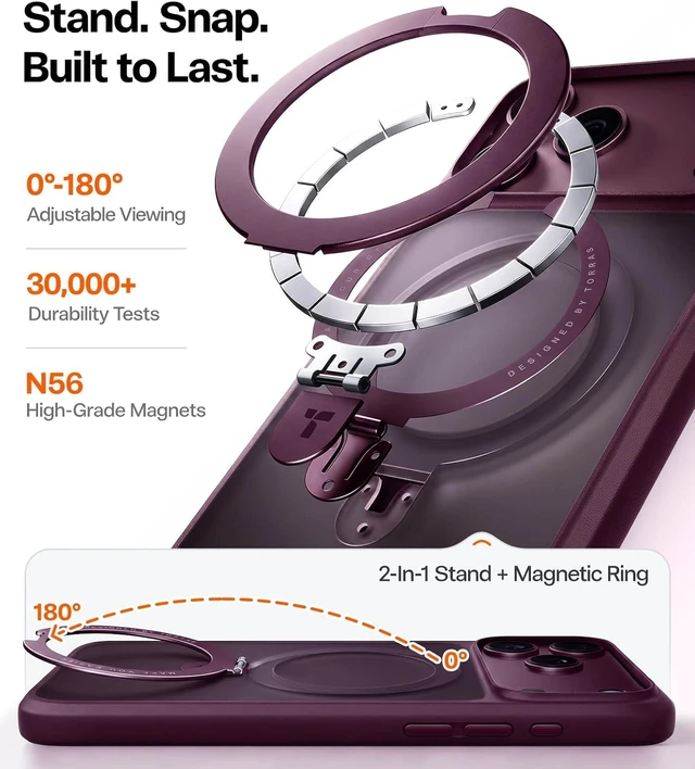 Alt view image 4 of 7 - Ostand for iPhone 18 Pro Max Case with Magnetic Stand Slim