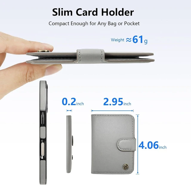Alt view image 2 of 7 - for iPhone 18/17 Pro Detachable Magnetic Slim Wallet Case Grey