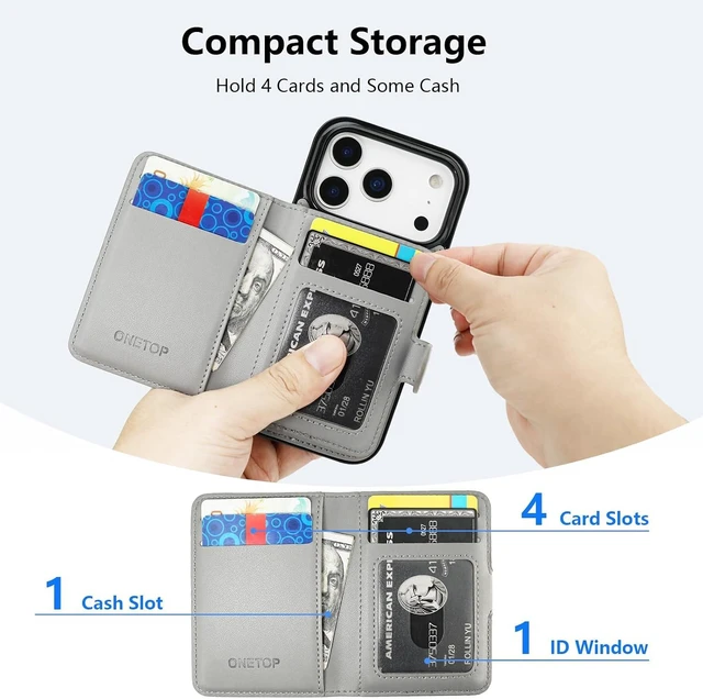 Alt view image 3 of 7 - for iPhone 18/17 Pro Detachable Magnetic Slim Wallet Case Grey