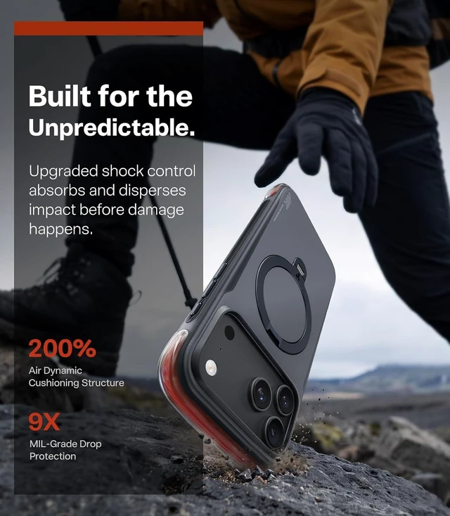 Alt view image 6 of 7 - Q3 Air Pro for iPhone 18 Pro Max Case 360° Mag Stand Dual Airbags