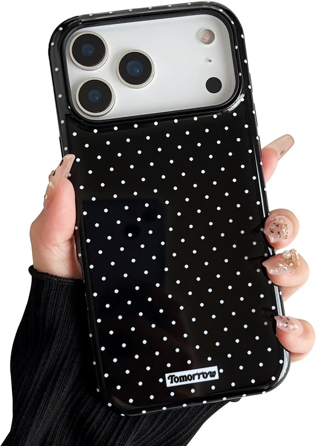 Main image of for iPhone 18 Pro Case Simple Cute Polka Dot Phone Case Black