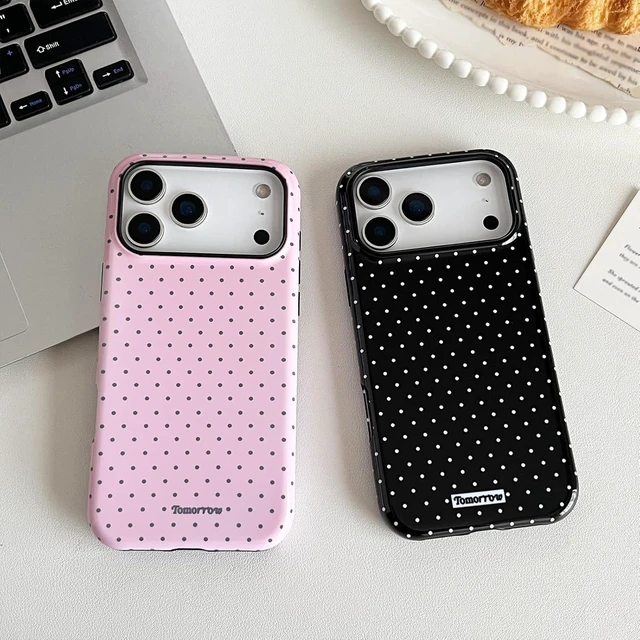 Alt view image 5 of 7 - for iPhone 18 Pro Case Simple Cute Polka Dot Phone Case Black