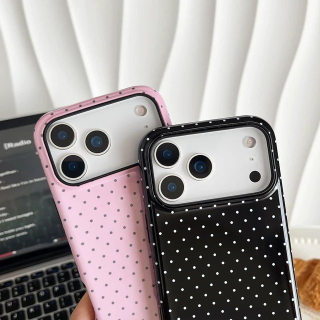 Alt view image 6 of 7 - for iPhone 18 Pro Case Simple Cute Polka Dot Phone Case Black