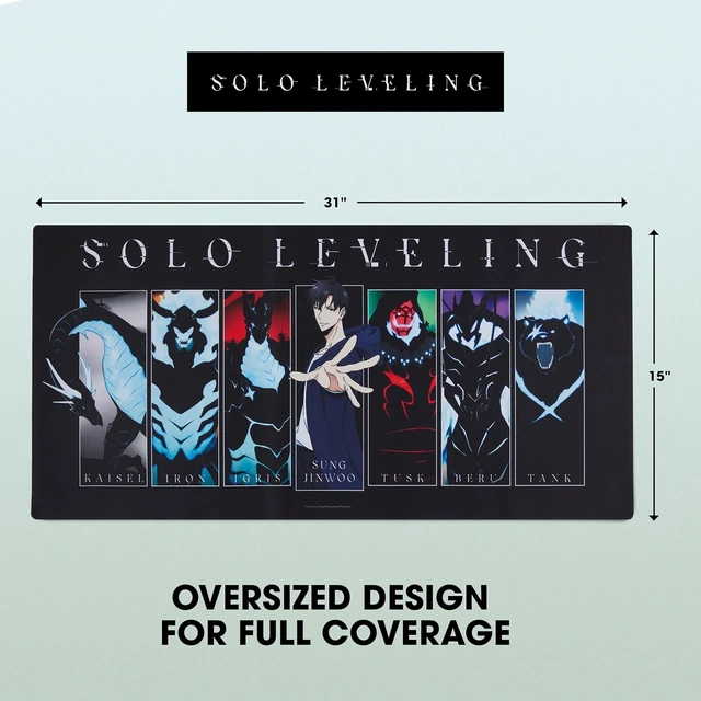Alt view image 6 of 7 - Solo Leveling Large Gaming Mouse Pad 31x15 XL Computer Desk Mat Anime