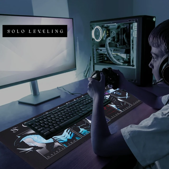 Alt view image 7 of 7 - Solo Leveling Large Gaming Mouse Pad 31x15 XL Computer Desk Mat Anime