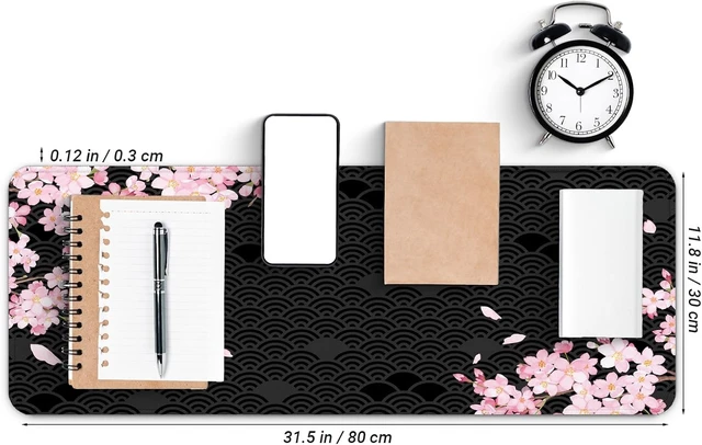 Alt view image 2 of 7 - Gaming Mouse Pad with Anti-Slip Rubber Base Extended Large Computer Mouse Mat with Stitched Edges Long XL Anime Mousepad for Laptop and Keyboard 31.5 x 11.8 inch (Black Cherry Blssom)