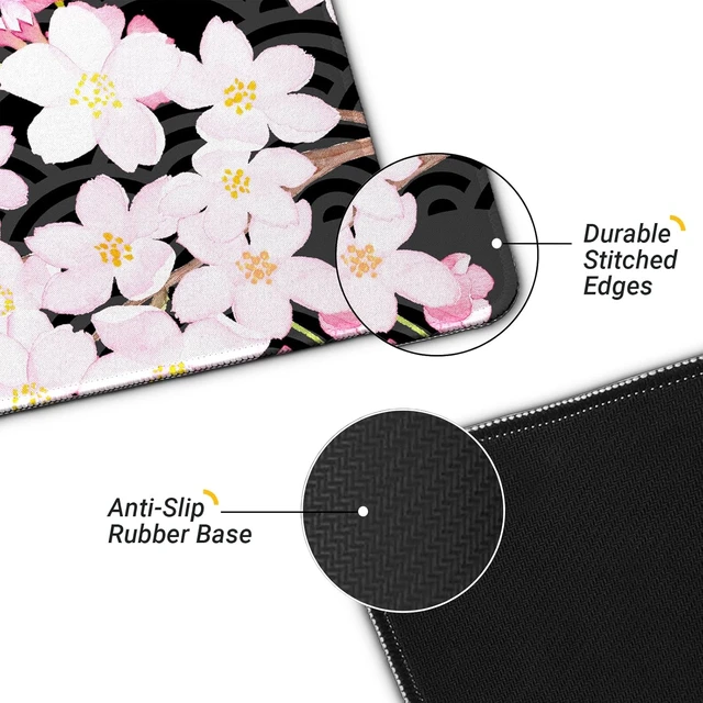 Alt view image 4 of 7 - Gaming Mouse Pad with Anti-Slip Rubber Base Extended Large Computer Mouse Mat with Stitched Edges Long XL Anime Mousepad for Laptop and Keyboard 31.5 x 11.8 inch (Black Cherry Blssom)