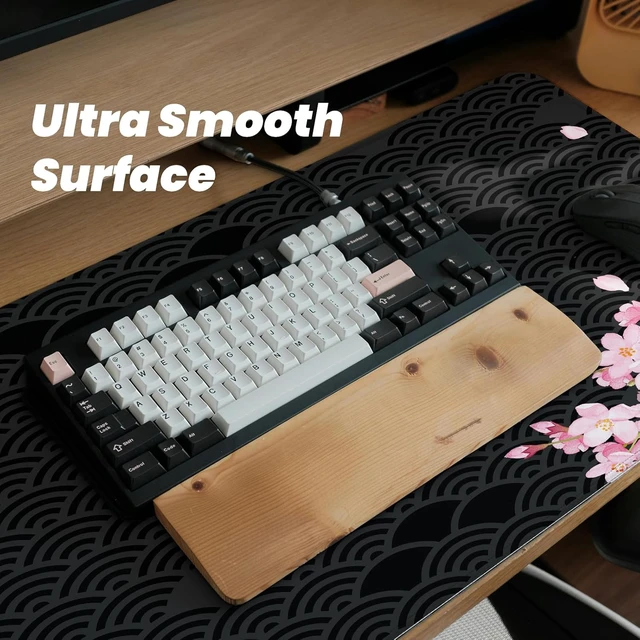 Alt view image 5 of 7 - Gaming Mouse Pad with Anti-Slip Rubber Base Extended Large Computer Mouse Mat with Stitched Edges Long XL Anime Mousepad for Laptop and Keyboard 31.5 x 11.8 inch (Black Cherry Blssom)