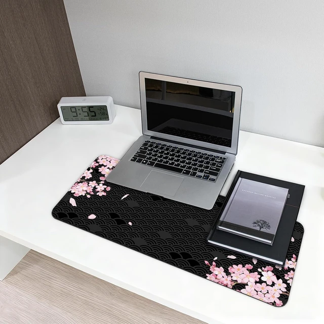 Alt view image 6 of 7 - Gaming Mouse Pad with Anti-Slip Rubber Base Extended Large Computer Mouse Mat with Stitched Edges Long XL Anime Mousepad for Laptop and Keyboard 31.5 x 11.8 inch (Black Cherry Blssom)