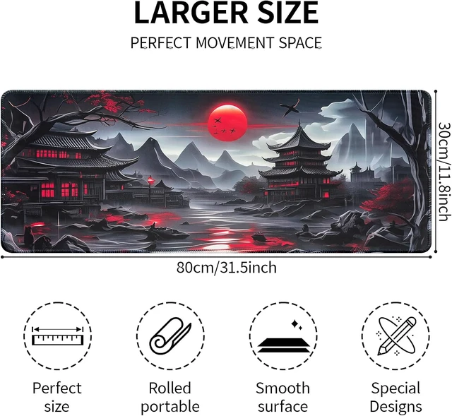 Alt view image 3 of 7 - Anime Mouse Pad Non-Slip Large Gaming Mouse Pad with Stitched Edges
