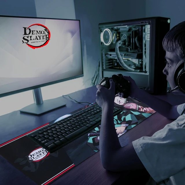 Alt view image 7 of 7 - Demon Slayer Large Gaming Mouse Pad 31x15 XL Computer Desk Mat Anime