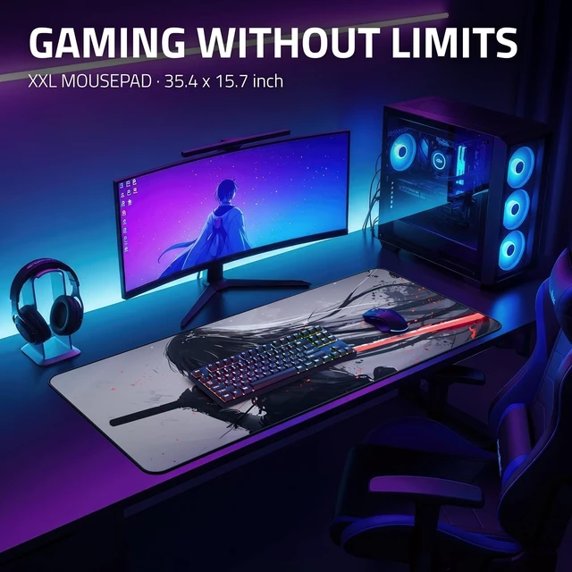 Alt view image 4 of 7 - XXL Anime Gaming Mouse Pad 35.4 x 15.7 inch - Water-Resistant