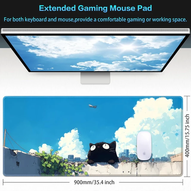 Alt view image 2 of 7 - Gaming Mouse Pad 35.4x15.7in Anime Kawaii Large Mouse Pads for Desk