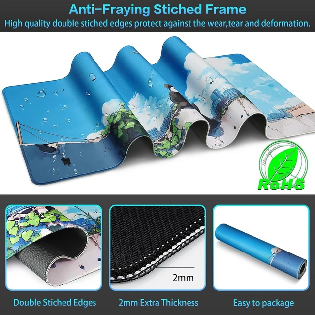 Alt view image 6 of 7 - Gaming Mouse Pad 35.4x15.7in Anime Kawaii Large Mouse Pads for Desk