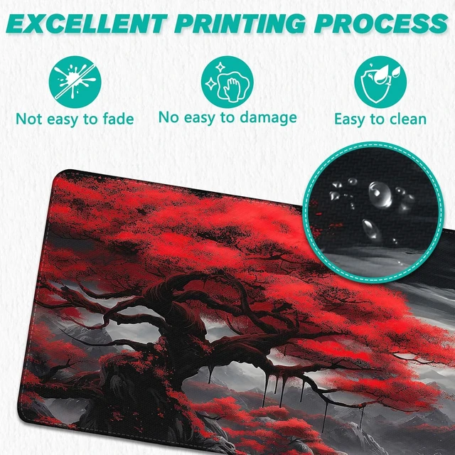 Alt view image 3 of 7 - Gaming Mouse Pad - Desk Mat for Keyboard and Mouse - Anime Mousepad Desk Pad with Non-Slip Base Japanese Large Mouse Pad for Office Desktop Protection Decoration and Daily Use