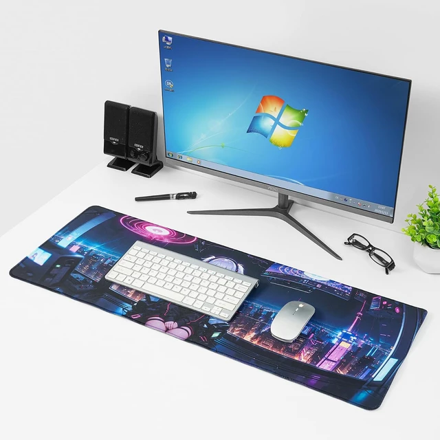 Alt view image 3 of 7 - Anime Mouse Pad Large Mouse Pad Soft Rubber Base Non-Slip Surface 31.5x11.8x0.12inch Long Computer Keyboard Mouse Mat Office Desk Mat Gaming Mousepad. (Cybergirl)