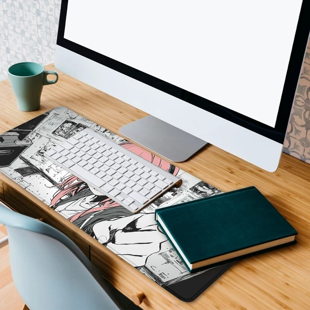 Alt view image 5 of 7 - Anime Girl Gaming Mouse Pad Desk Pad Red Hair Headphones Sketch Style Mousepad XL Large Gaming Mousepad Laptop Keyboard Mat Desk Pad Office Computer Keyboard Laptop Home 31.5x11.8
