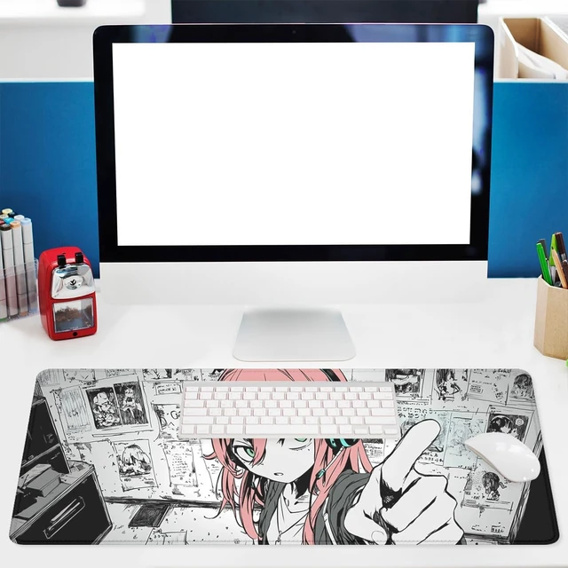 Alt view image 6 of 7 - Anime Girl Gaming Mouse Pad Desk Pad Red Hair Headphones Sketch Style Mousepad XL Large Gaming Mousepad Laptop Keyboard Mat Desk Pad Office Computer Keyboard Laptop Home 31.5x11.8
