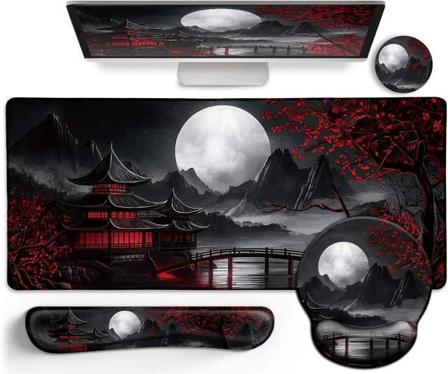 Main image of Japanese Ergonomic Mouse Pad with Wrist Rest Large Desk Mat Set