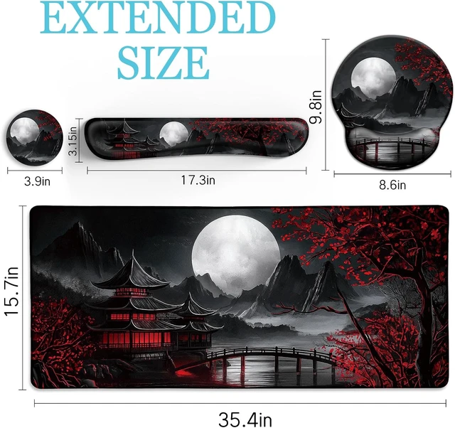 Alt view image 6 of 7 - Japanese Ergonomic Mouse Pad with Wrist Rest Large Desk Mat Set